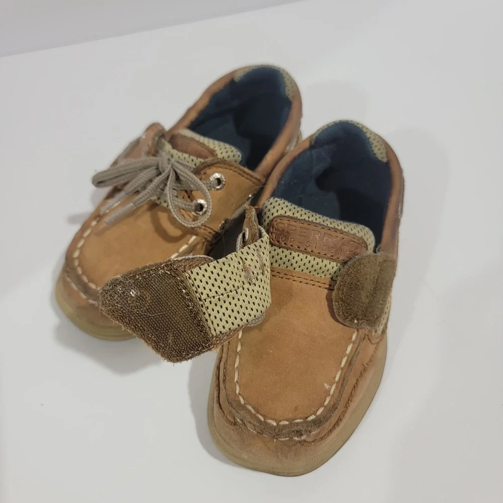 Sperry Top-Sider Kids‎ Billfish Tan Leather Boat Shoes Loafers 8.5M CB48948A